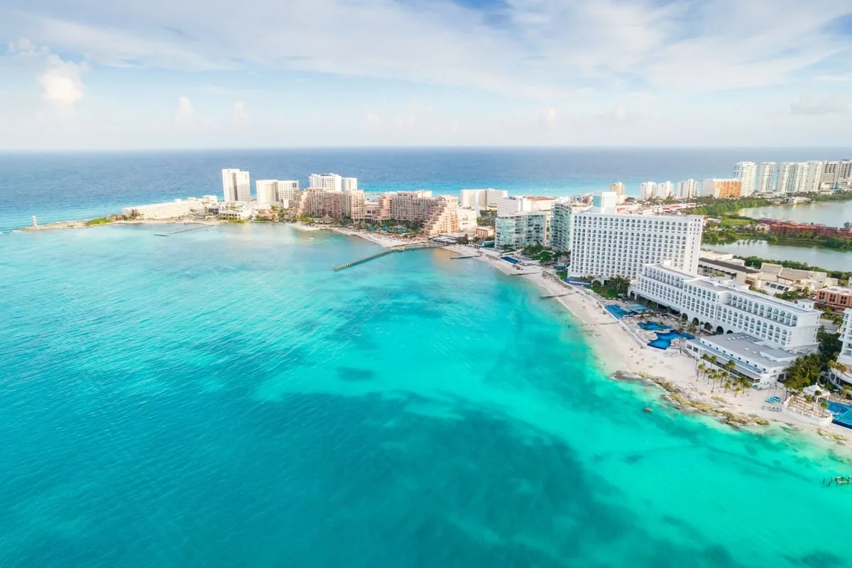 Aerial Panoramic View Of Cancun, Mexican Caribbean, Mexico