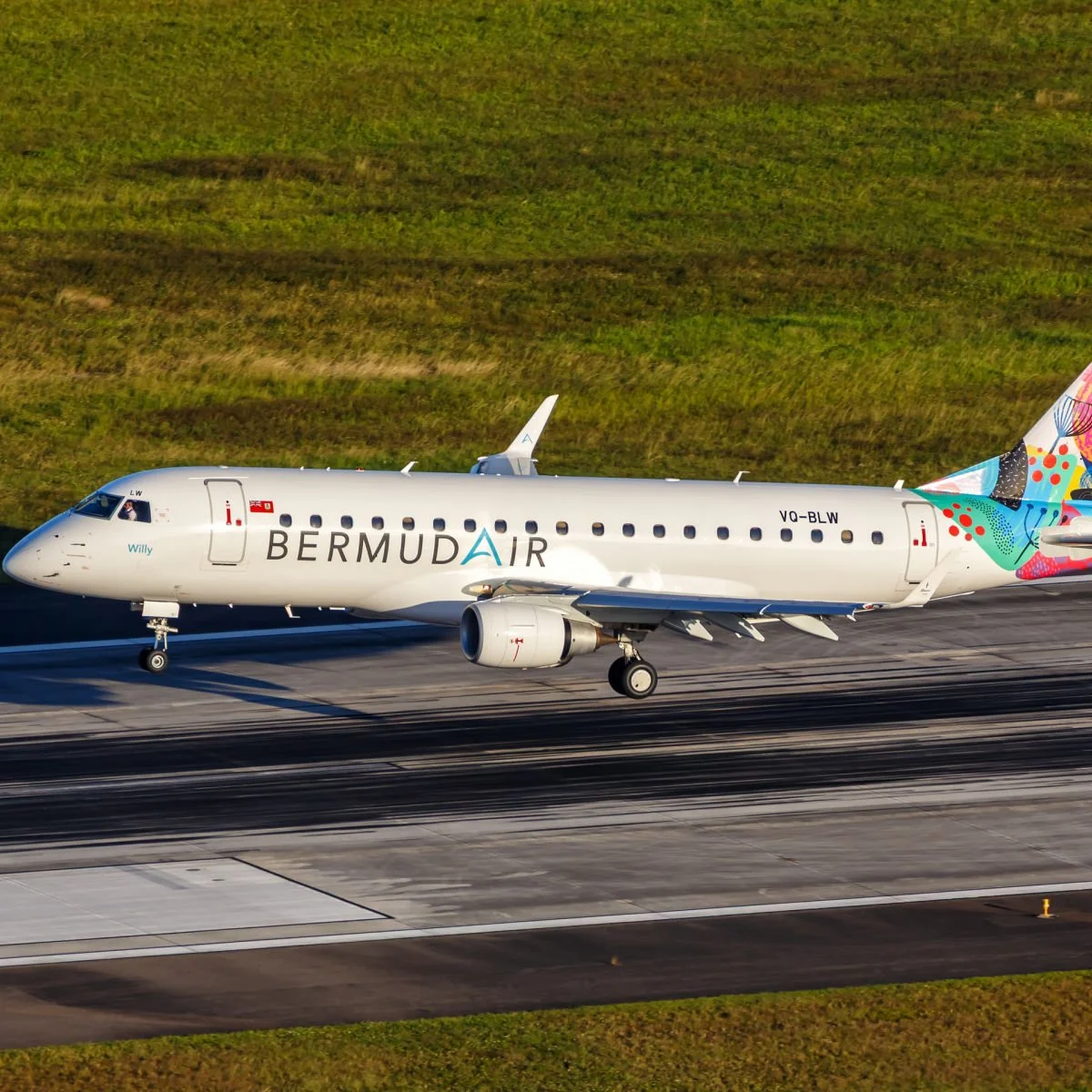 BermudAir plane taking off from airport