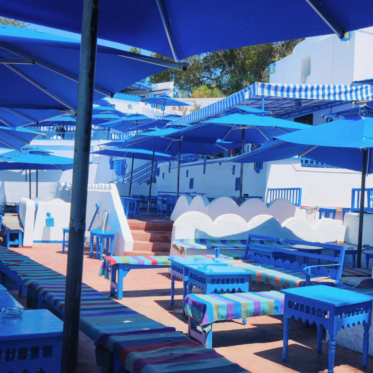Blue-hued cafes in Sidi Bou Said, Tunisia