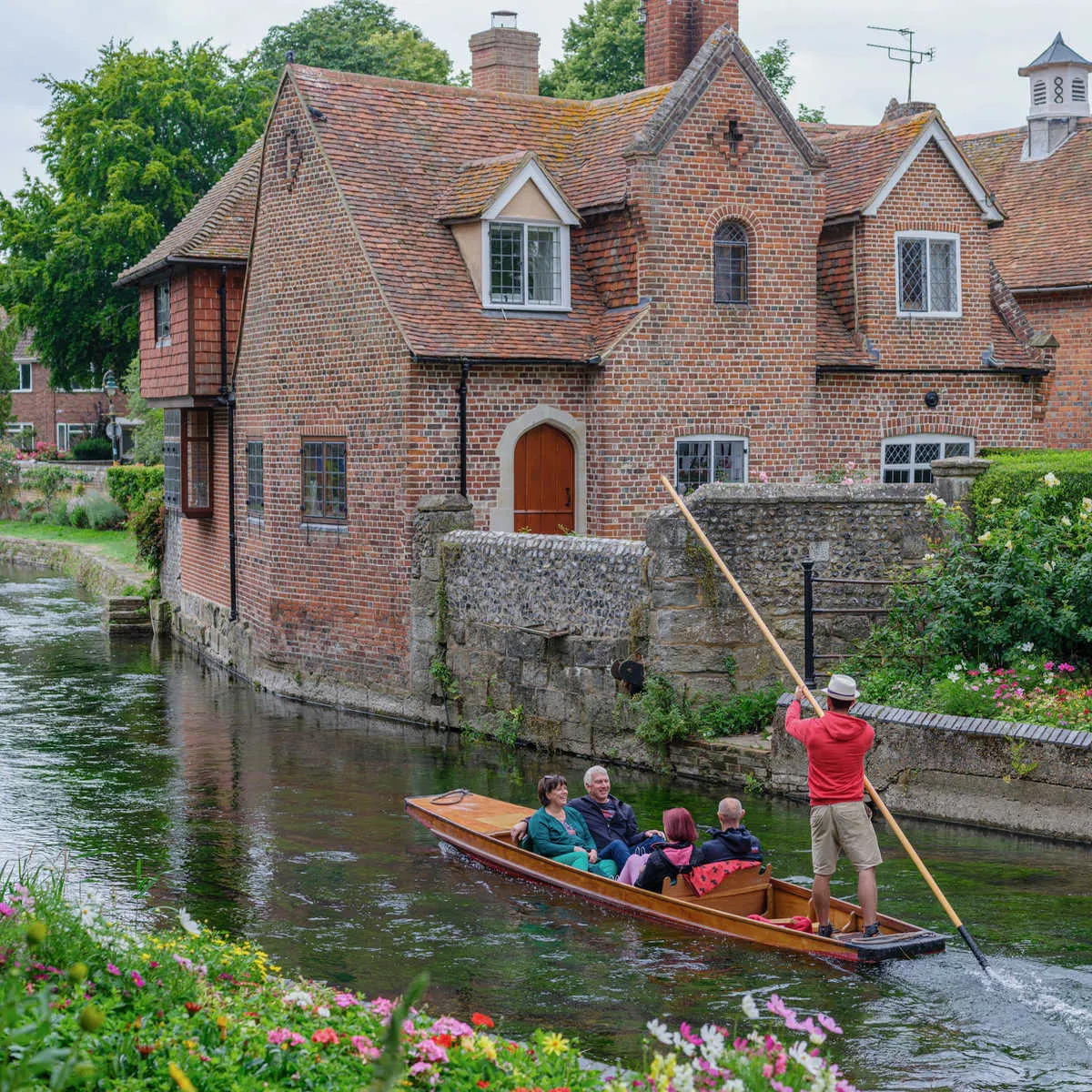 Boat ride on Canterbury, UK canal in fall