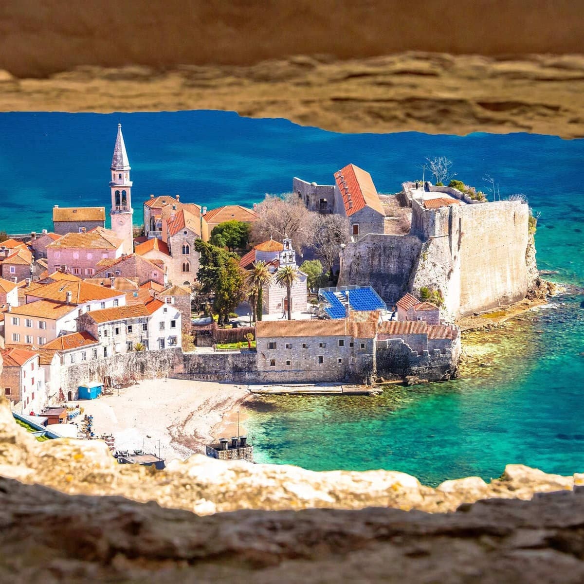 Budva Seen From The Citadel Walls In Montenegro