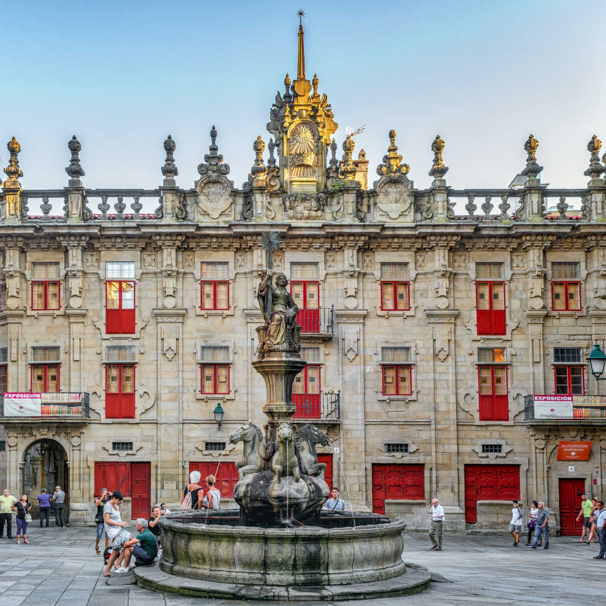Casa do Cabildo house in Praterias square in old town Santiago de Compostela, Spain