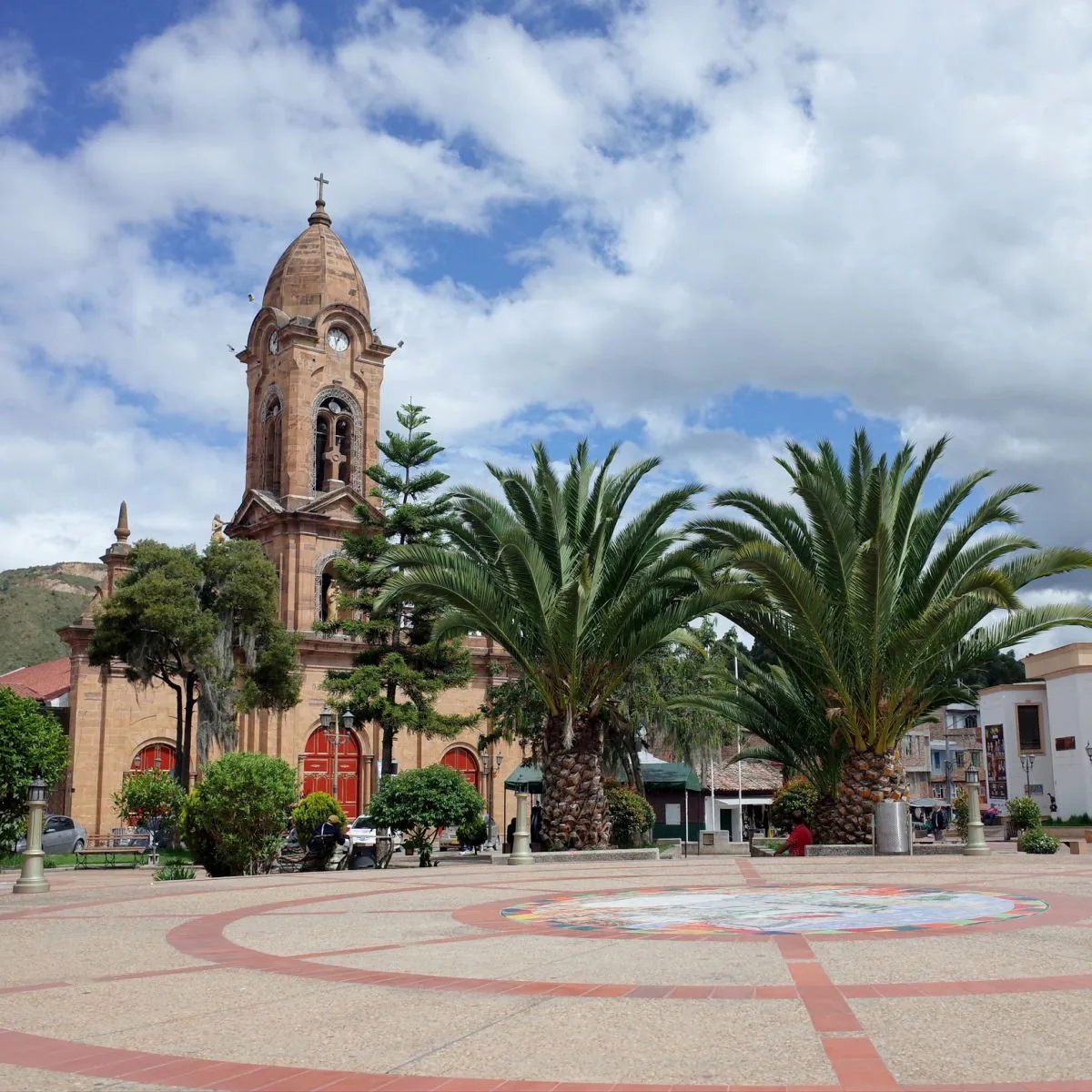 Cathedral in open plaza of Nobsa, Colombia