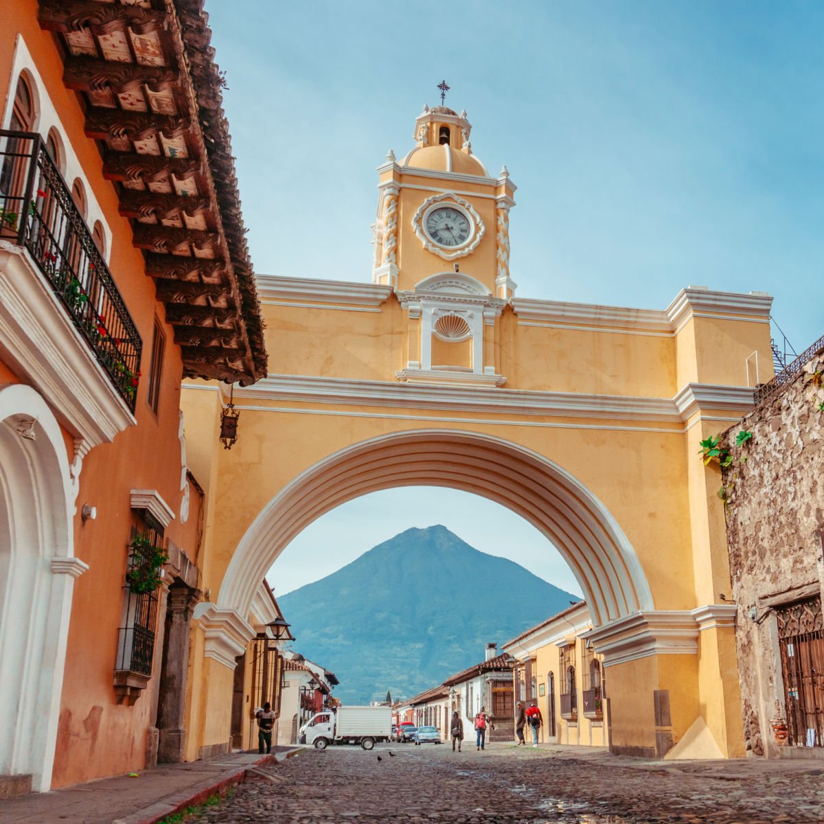  City of Antigua, Guatemala with the Agua volcano in the background