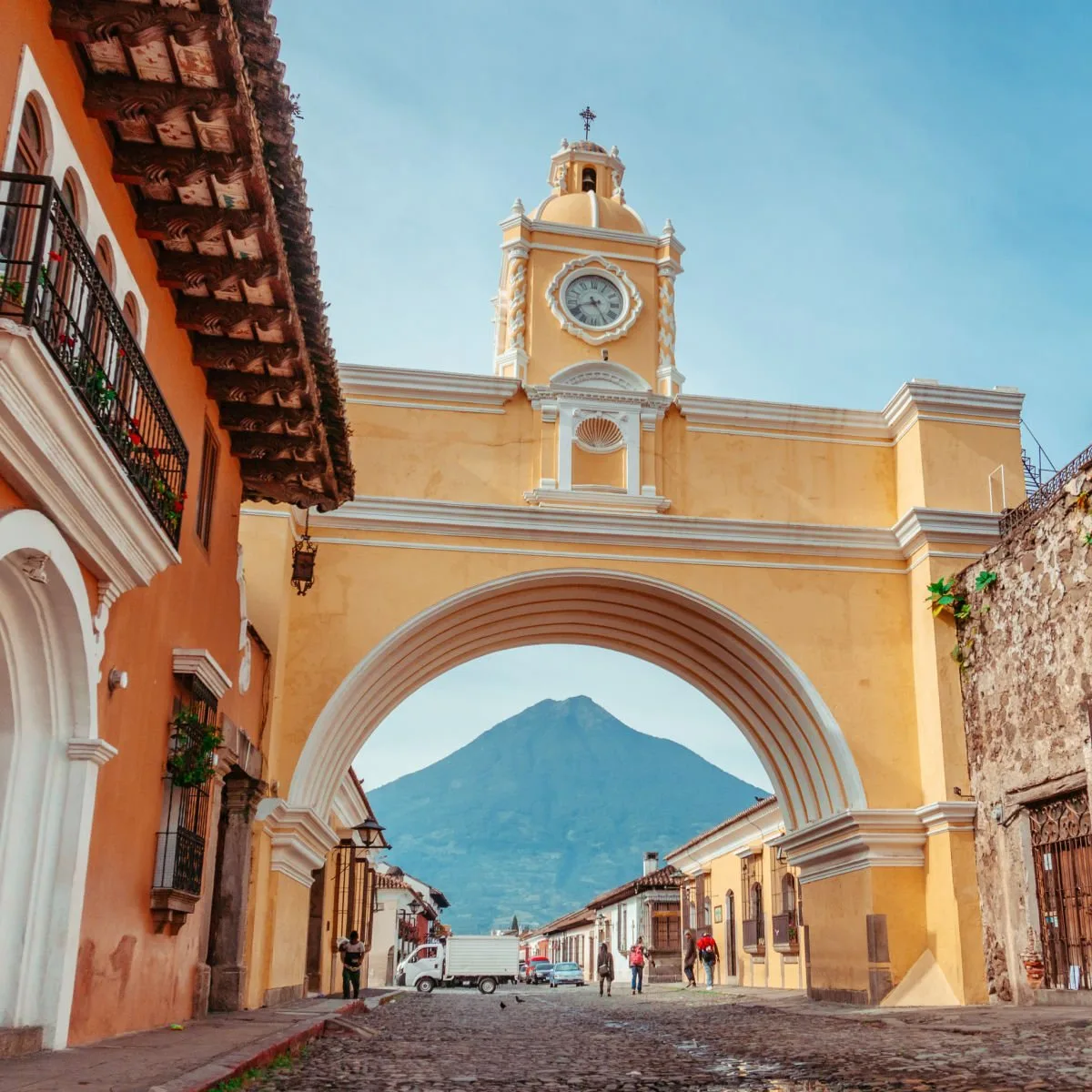 City of Antigua, Guatemala with the Agua volcano in the background