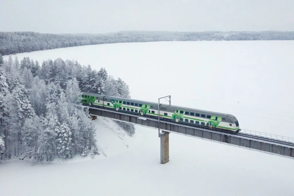 Train in snow in Finland