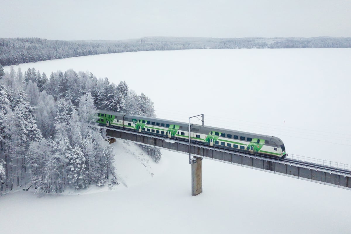 Train in snow in Finland