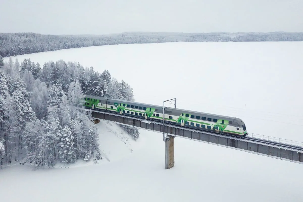 Train in snow in Finland