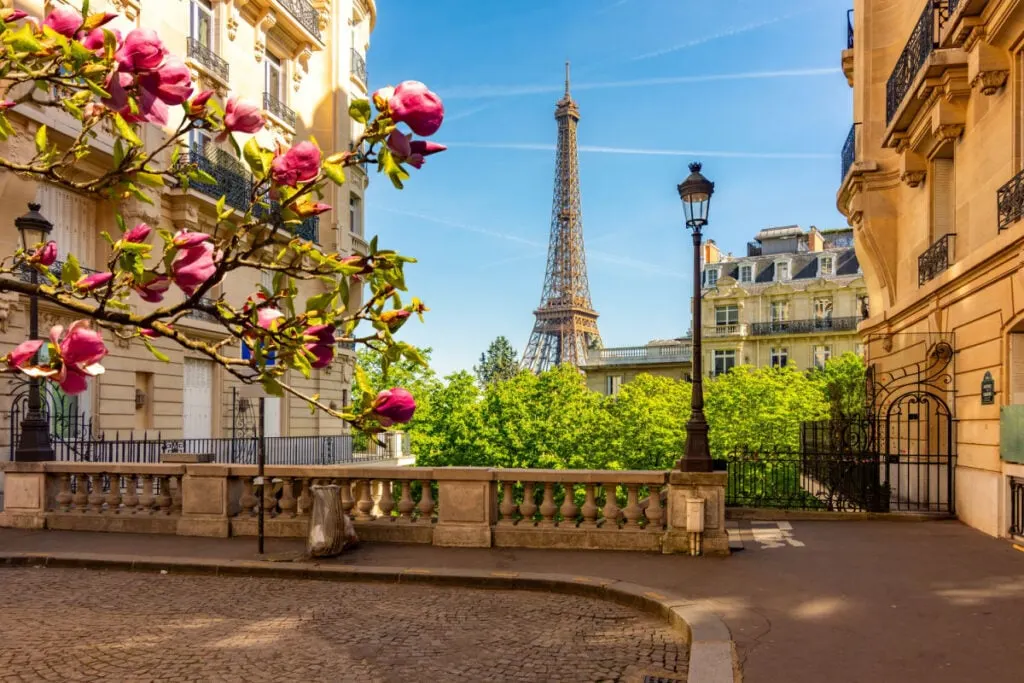 Eiffel Tower in Paris, France on nice summer day