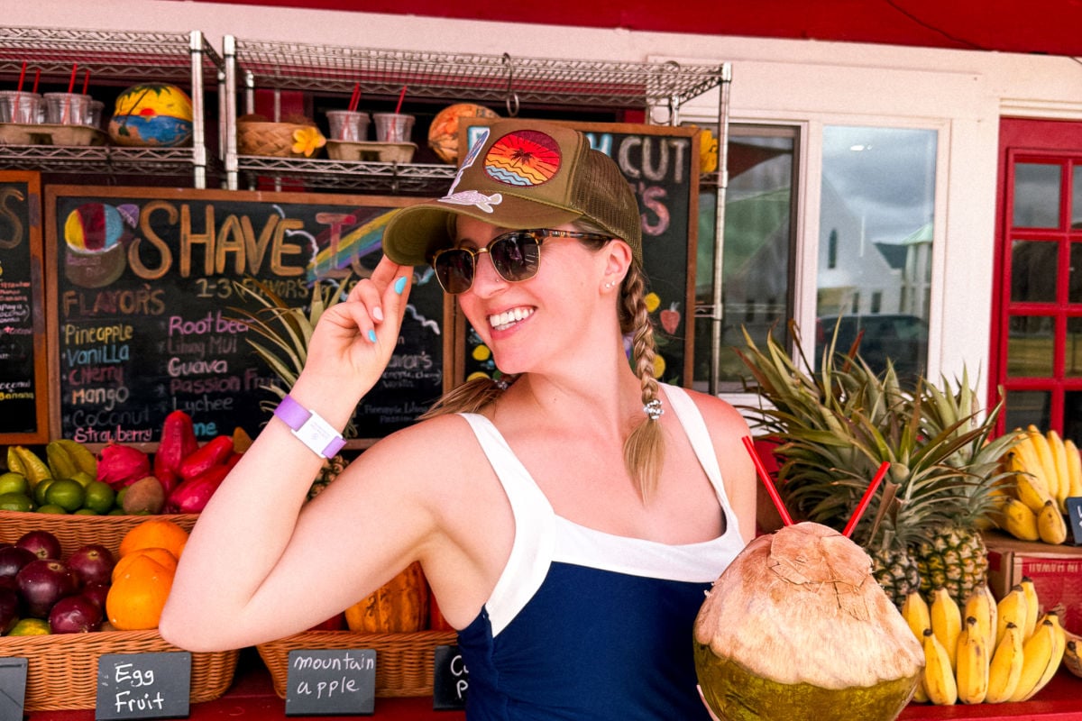 Liz Fox in Kauai with a newly designed hat