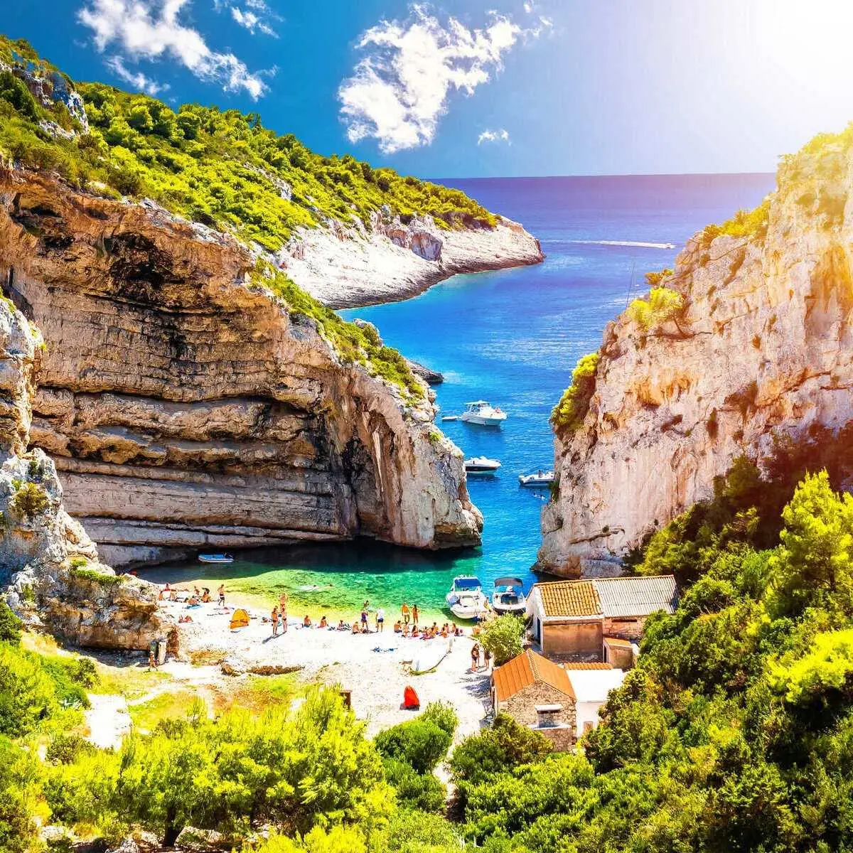 Panoramic View Of A Bay In Vis, Croatia