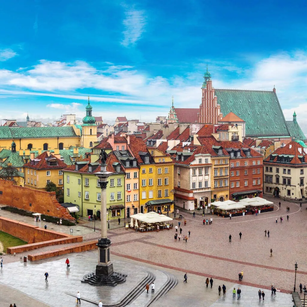 Panoramic View Of Old Town Warsaw, Poland