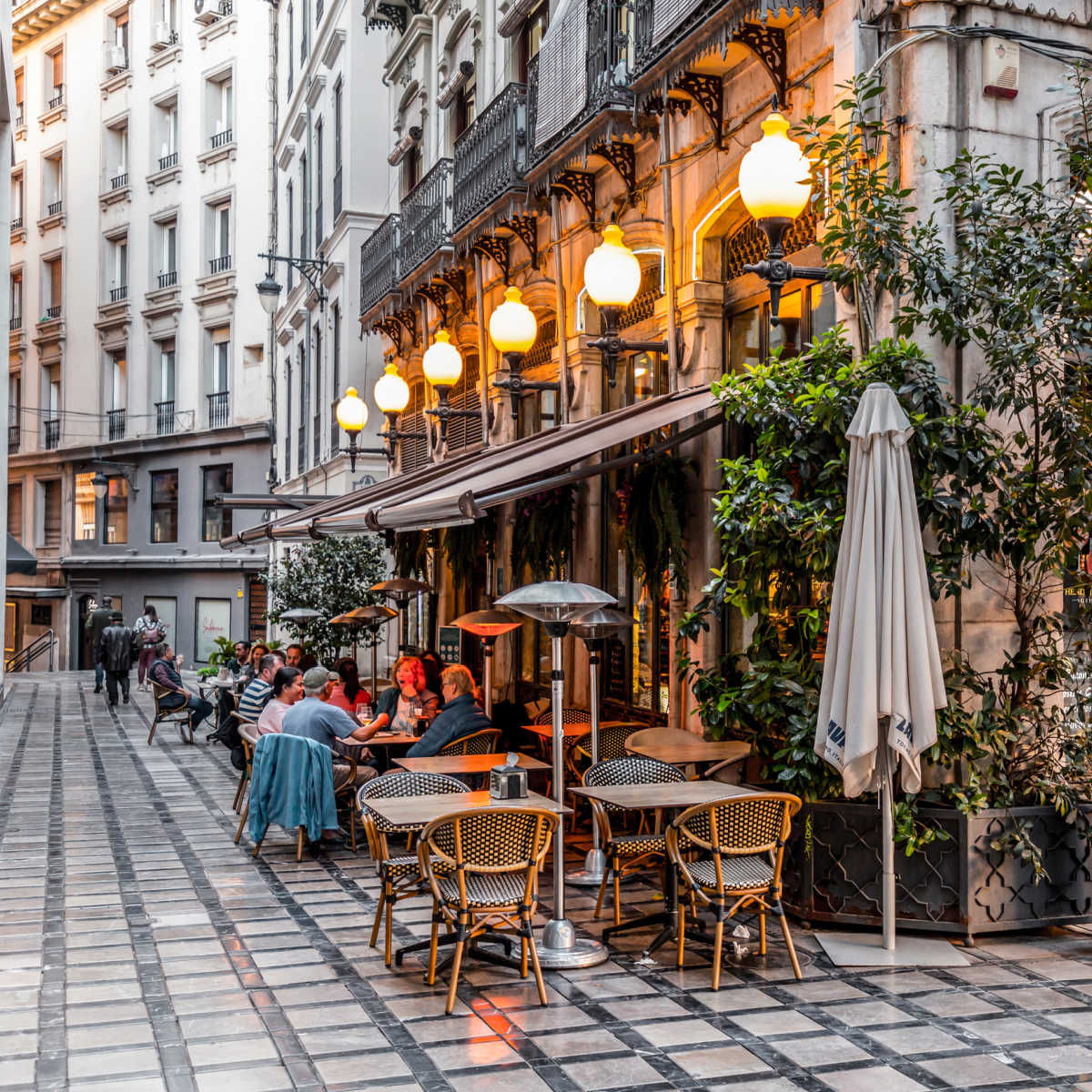 Sidewalk cafe in Granada, Spain