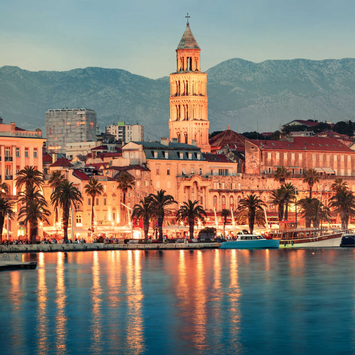 Split, Croatia cityscape at dusk