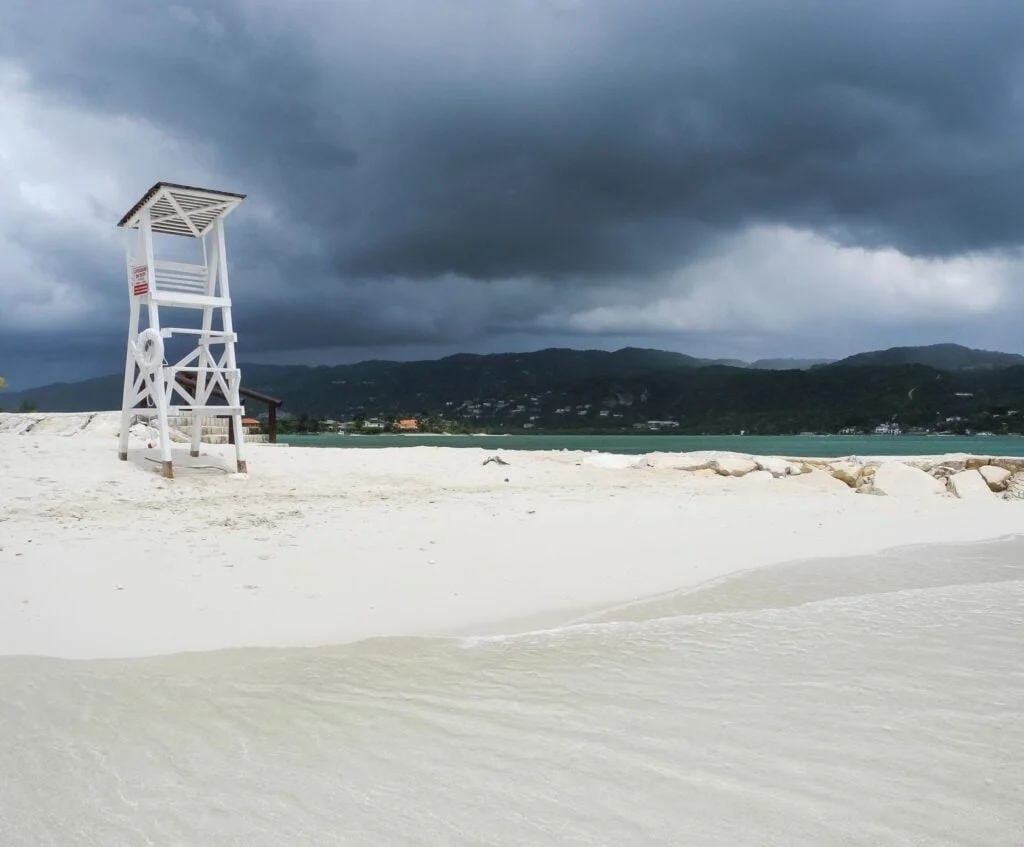 Storm Clouds gather over beaches in Jamaica