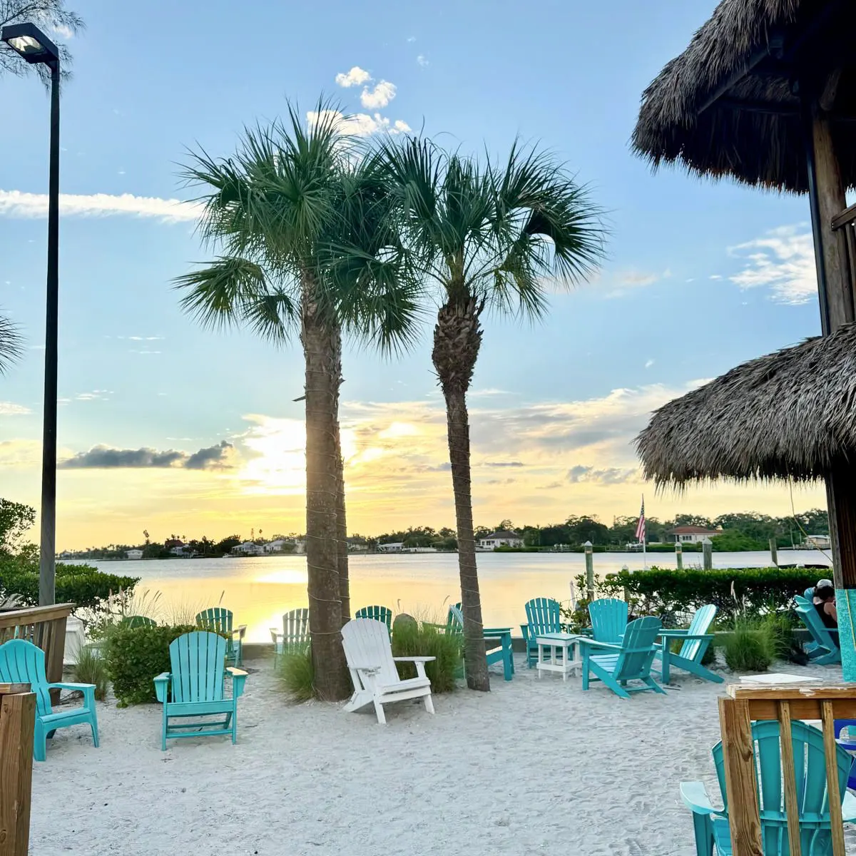 Sunset at tiki bar in Nokomis, FL