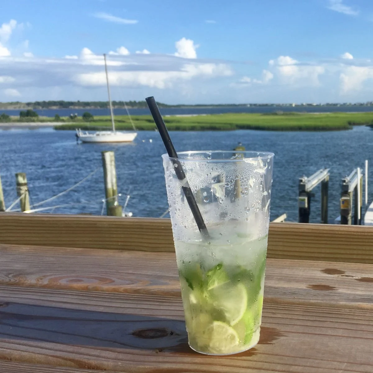 Traveler drinking mojito in Morehead City, NC