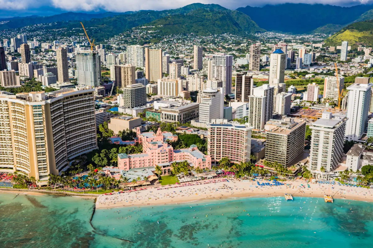 Travelers Can Now Reach Hawaii's Most Popular Airport By Train For The First Time Ever Aerial view of Waikiki Beach
