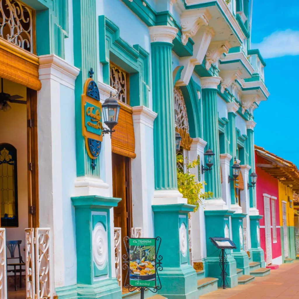 Vibrant row of buildings in Granada, Nicaragua