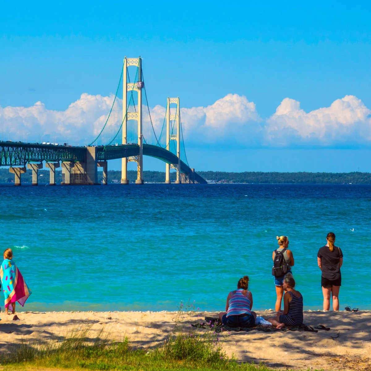 Vibrant waters of Lake Huron in Mackinaw City