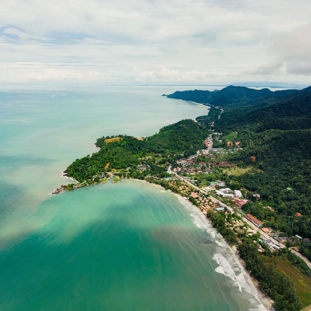 Aerial view of Ko Chang, Thailand coastline