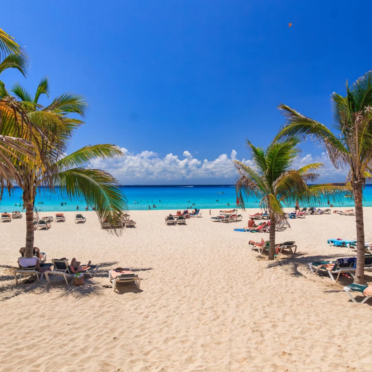 Beautiful beach at Caribbean Sea in Playa del Carmen