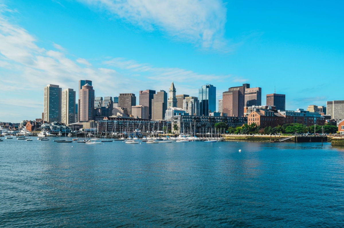 Boston Skyline, Massachusetts, USA. View from Boston Harbor