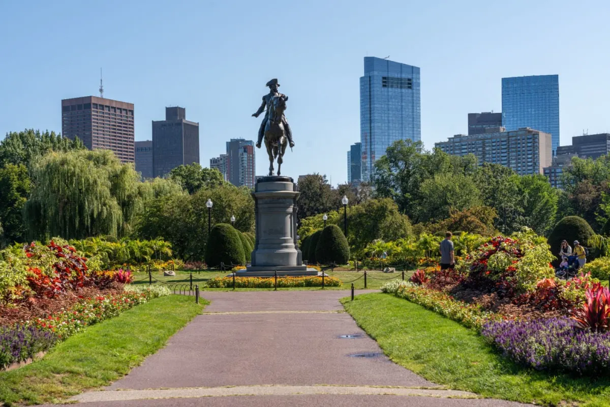 Boston, USA Statue of george washington at the Public Garden in Boston