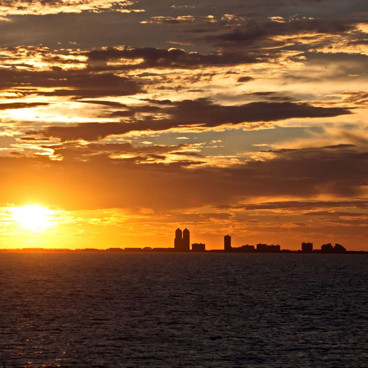Brownsville, TX skyline at sunset