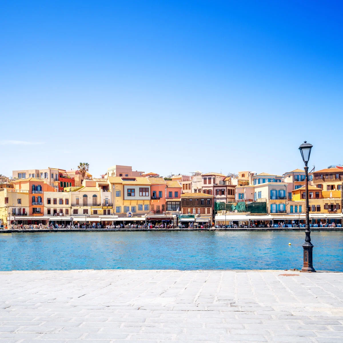 Colorful harbor in Chania, Greece