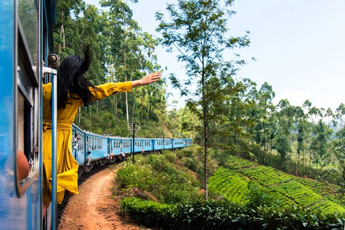 A Tourist Riding The Famous Train In Sri Lanka, South Asia