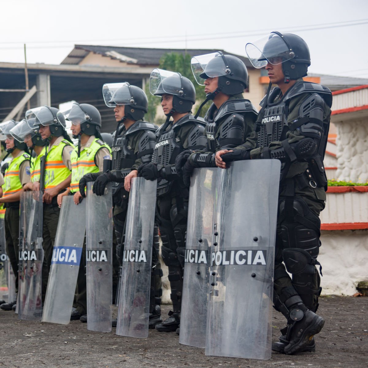 Ecuador police force with armor