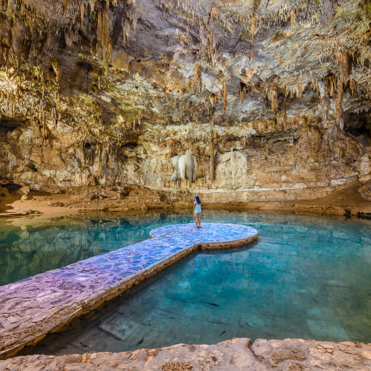 Girl in Cenote Suytun at Valladolid