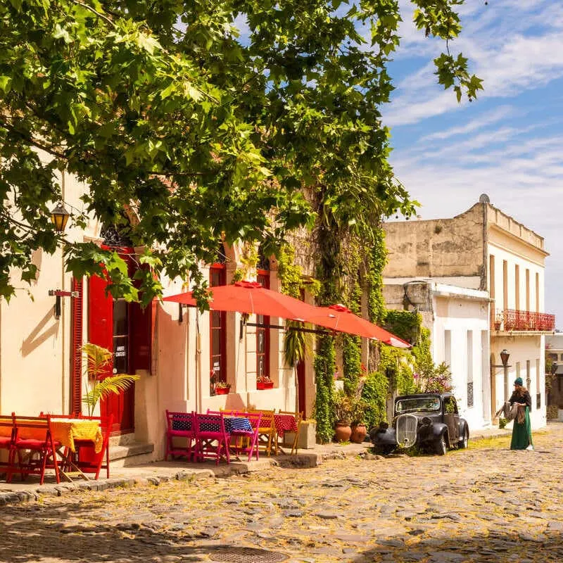 Historic Colonial Street In Colonial del Sacramento, Uruguay