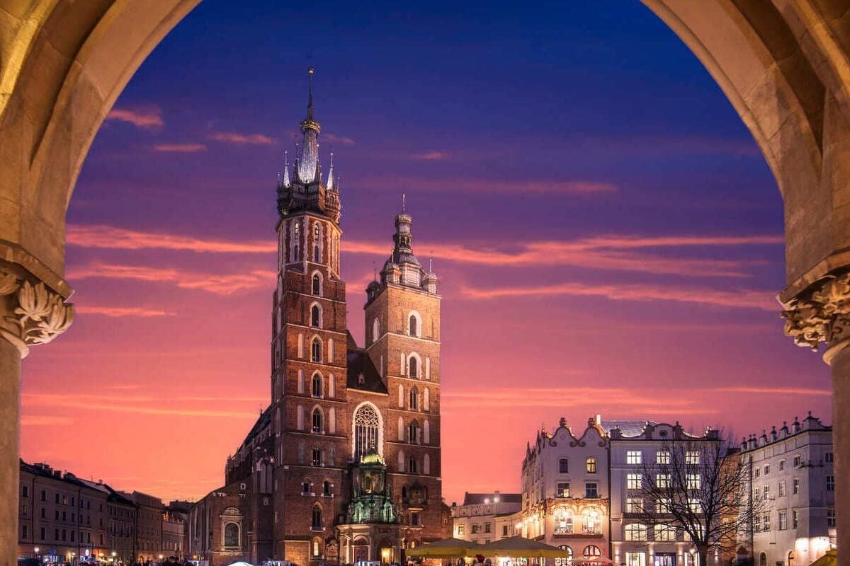 Main Medieval Square In Krakow, Poland