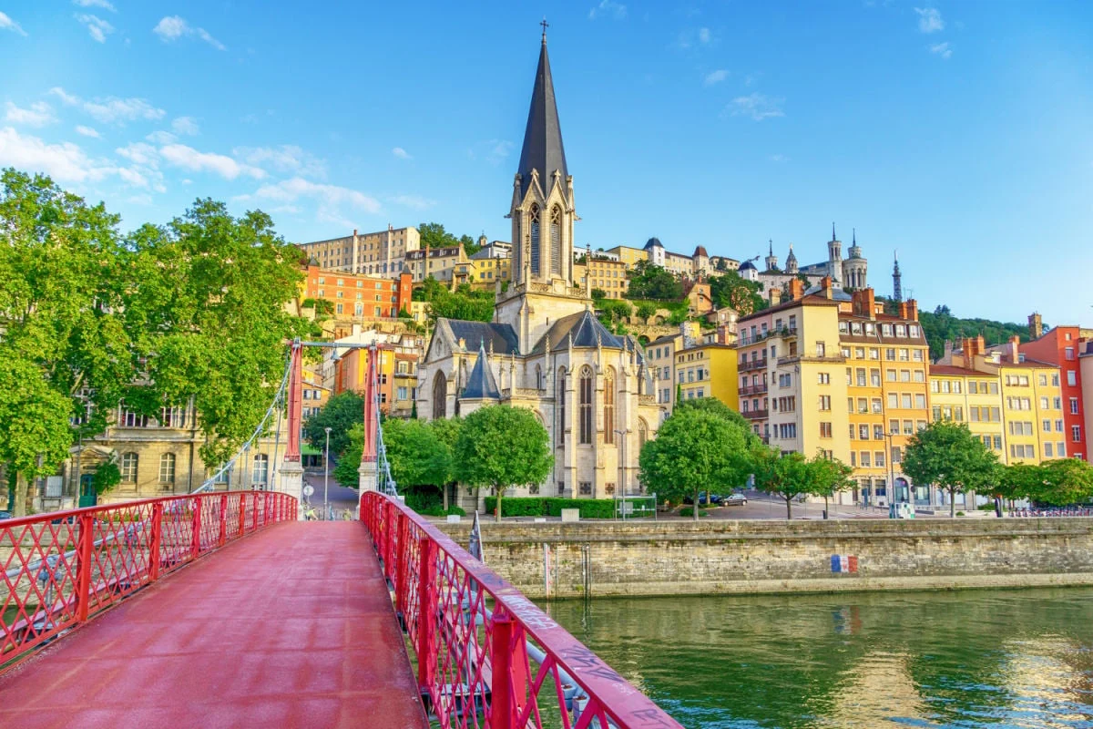 Vibrant summer day in Lyon, France