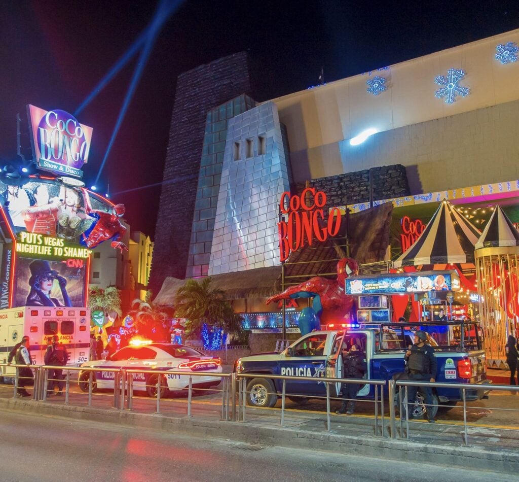 Police in nightlife area of Cancun