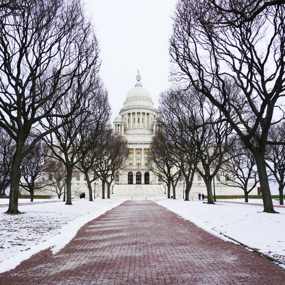 Rhode Island State House in winter