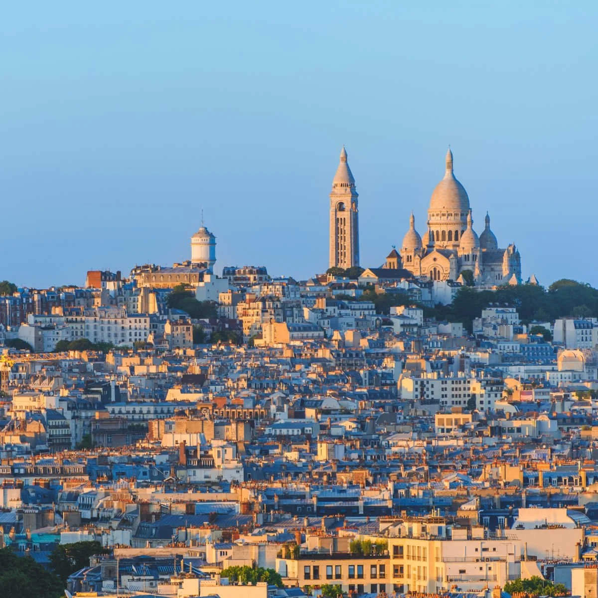 Sacred Heart of Montmartre located on the top of Montmartre hill in Paris