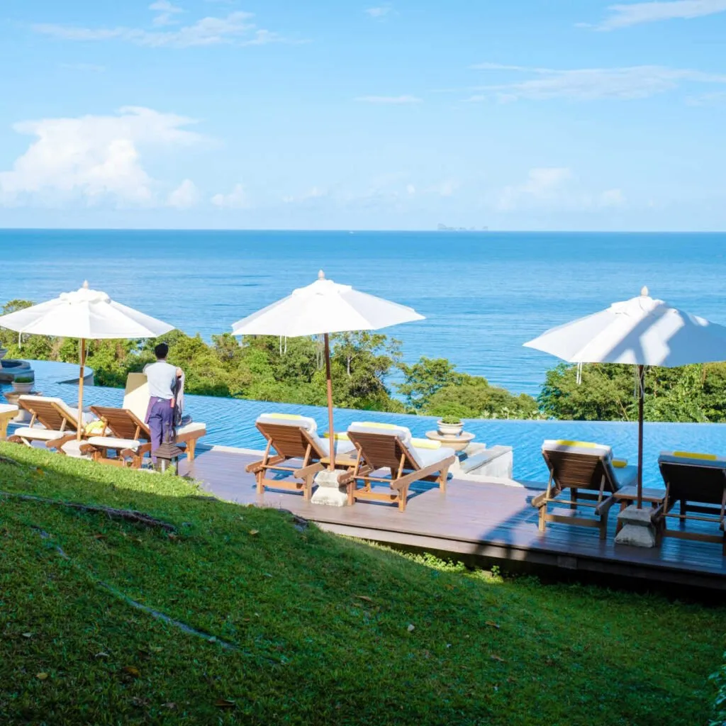 Seaside lounge chairs in Koh Lanta, Thailand