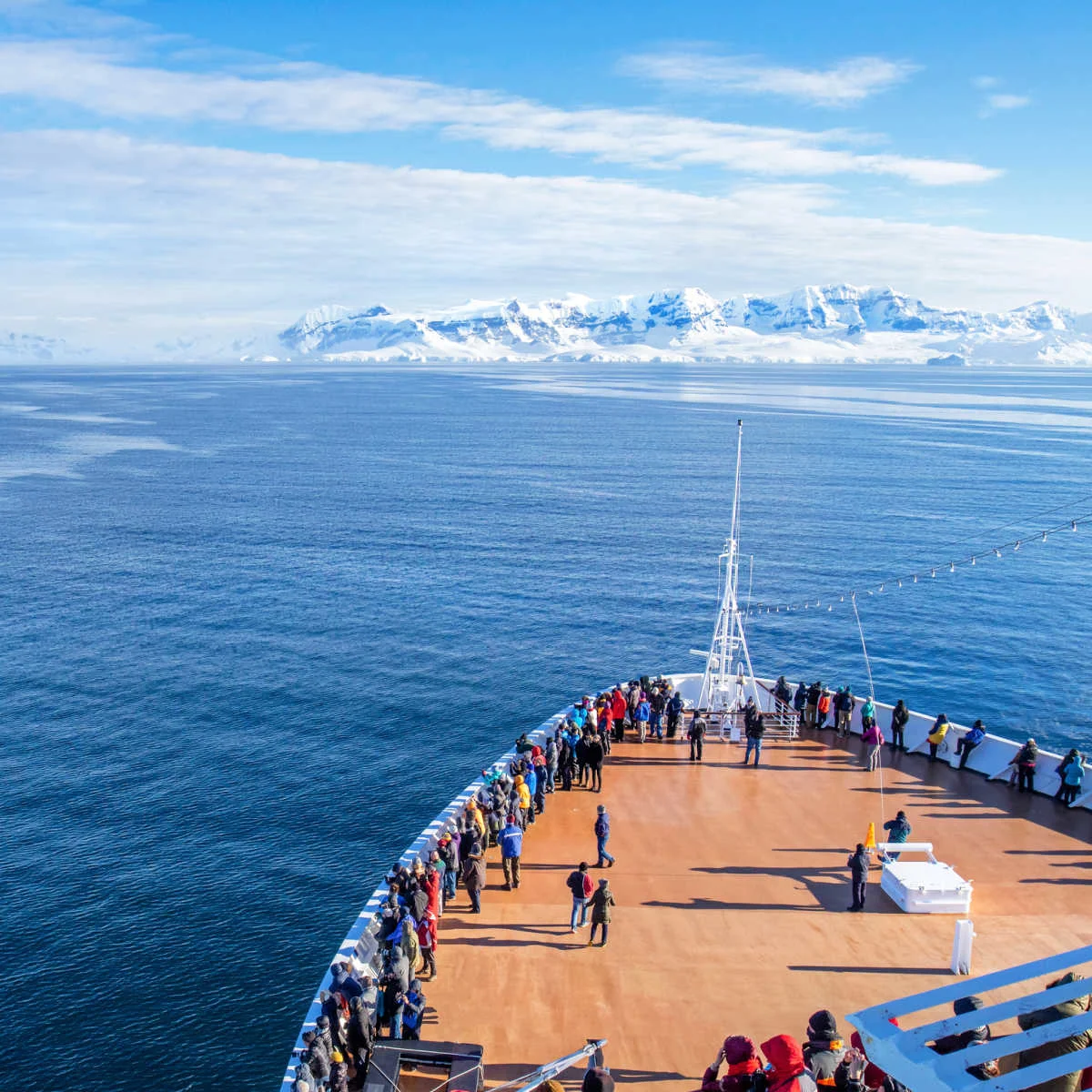 Ship full of tourists in Antarctica