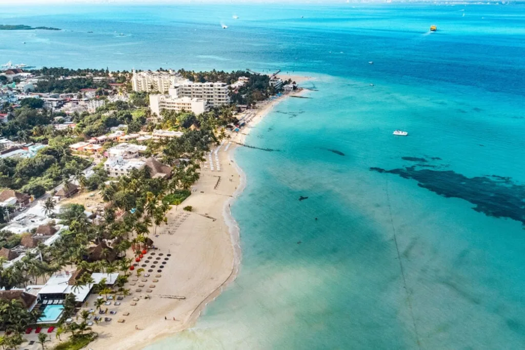 Aerial view of Isla Mujeres, Mexico