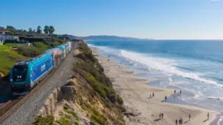 Coaster train in Del Mar, CA