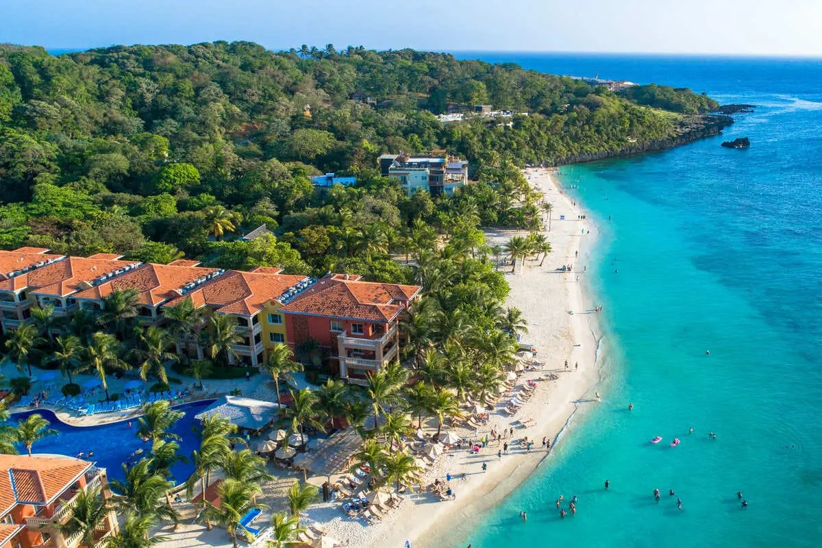 Aerial View Of Roatan, Honduras, Caribbean Sea