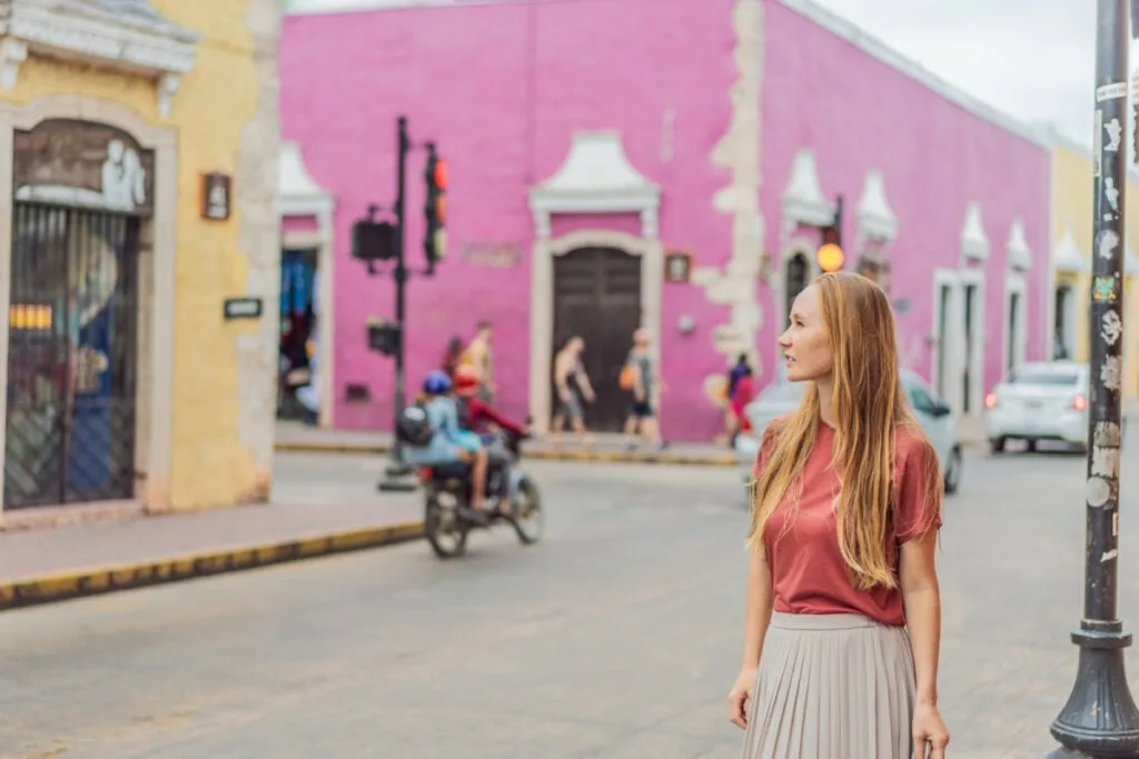 Tourist exploring Valladolid, Mexico