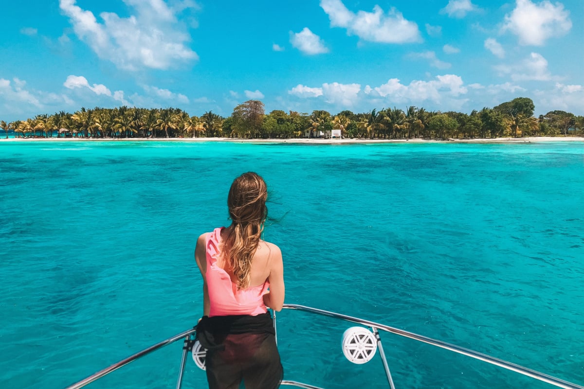 Woman on a boat in Belize