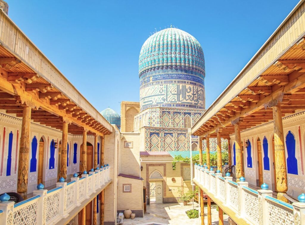 hotel with view of Bibi Khanum Mosque. Samarkand, Uzbekistan