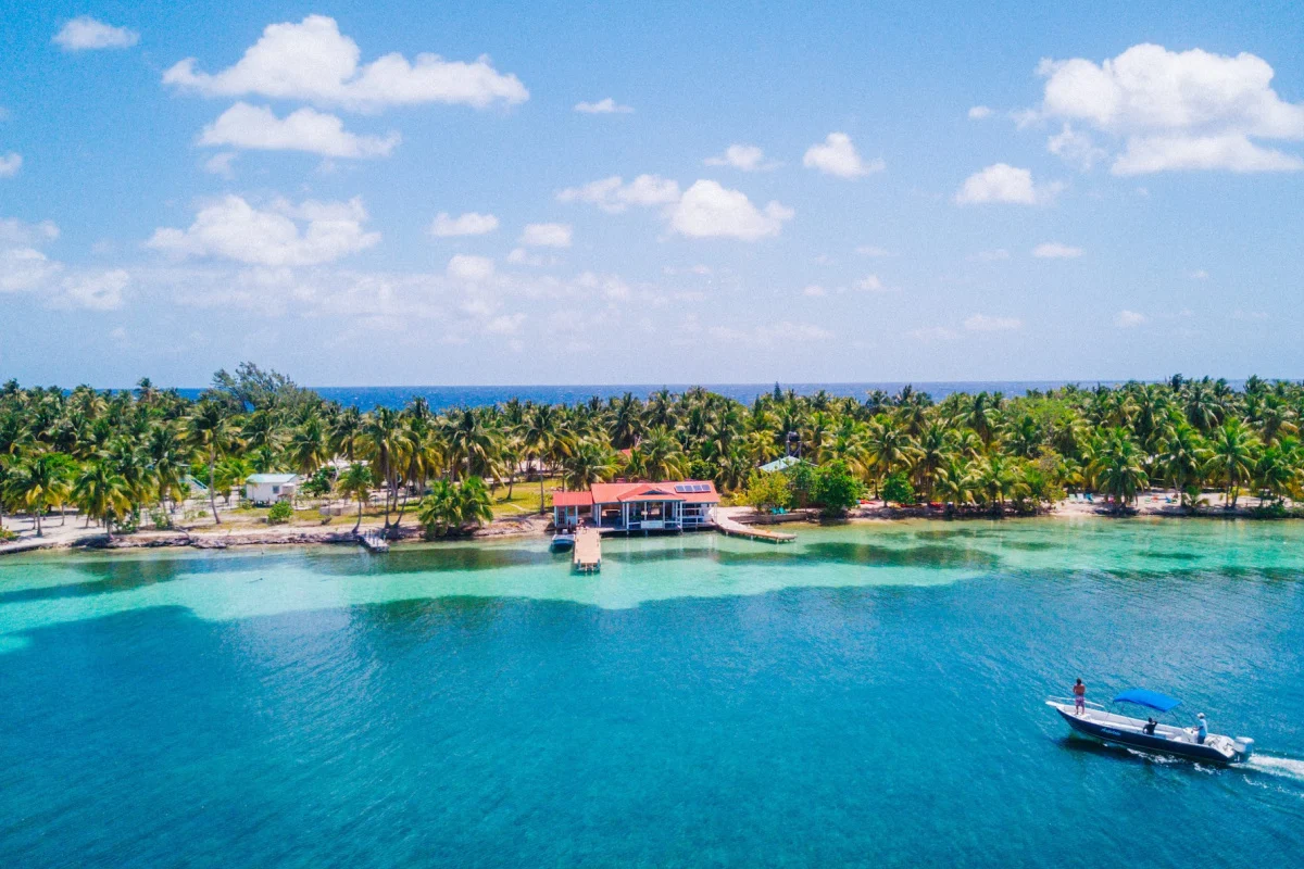 Palm Tree Lined Shores In Belize, Central America