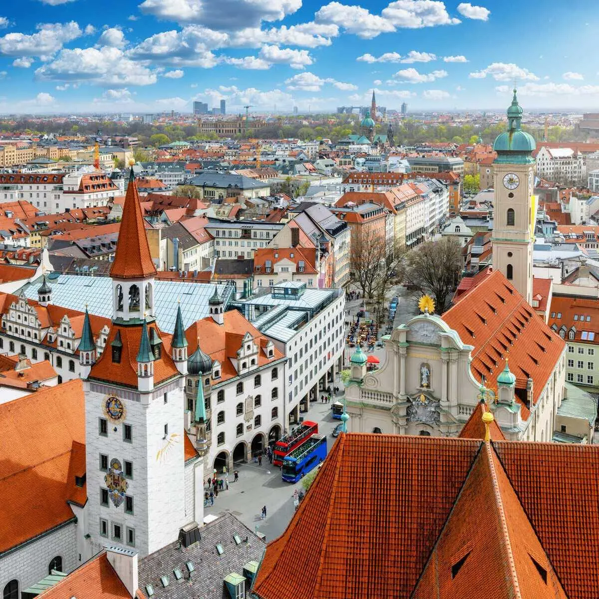 Aerial View Of Munich Old Town Seen From The Alter Peter Tower, Germany