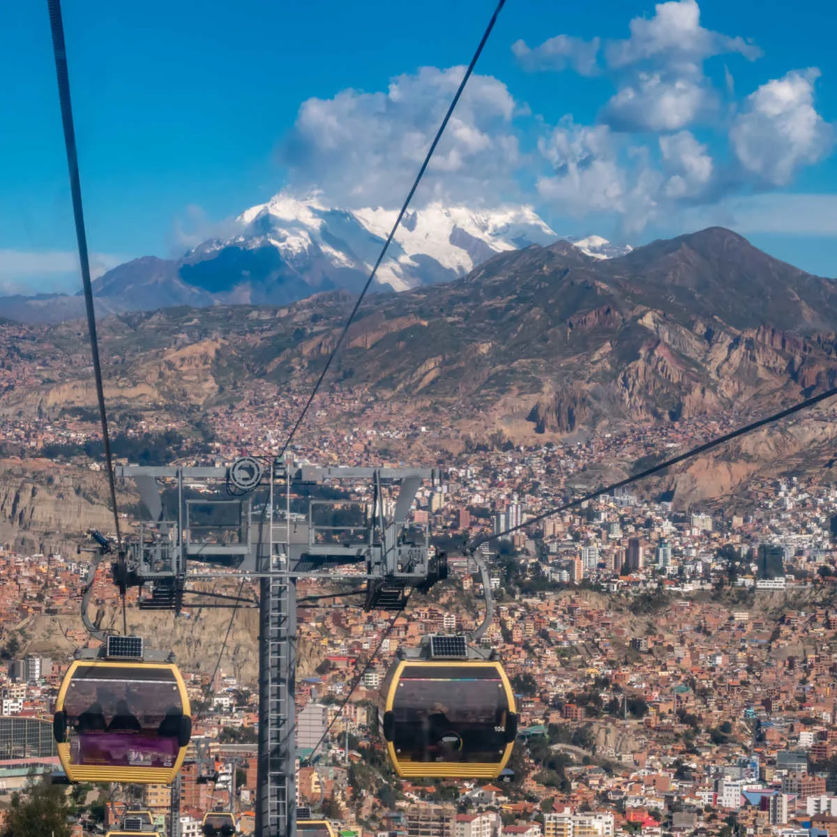 Cable cars in La Paz, Bolivia
